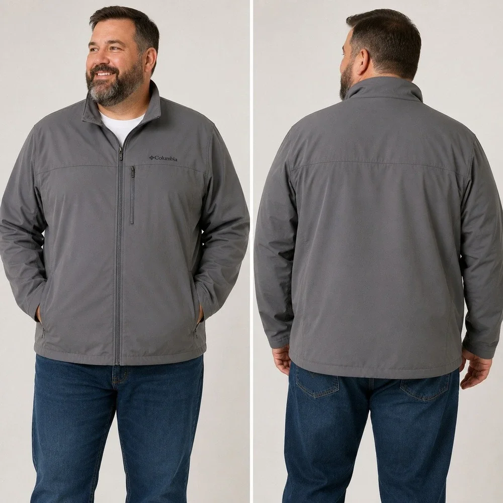 Columbia Mens XXL Grey Softshell Jacket Fleece Lined Full Zip XM5098-010